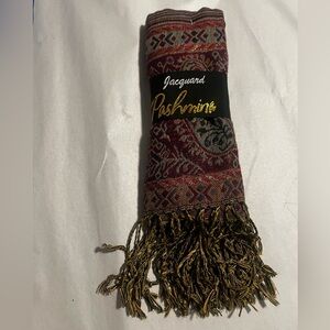 Pashmina Red and Gold Scarf